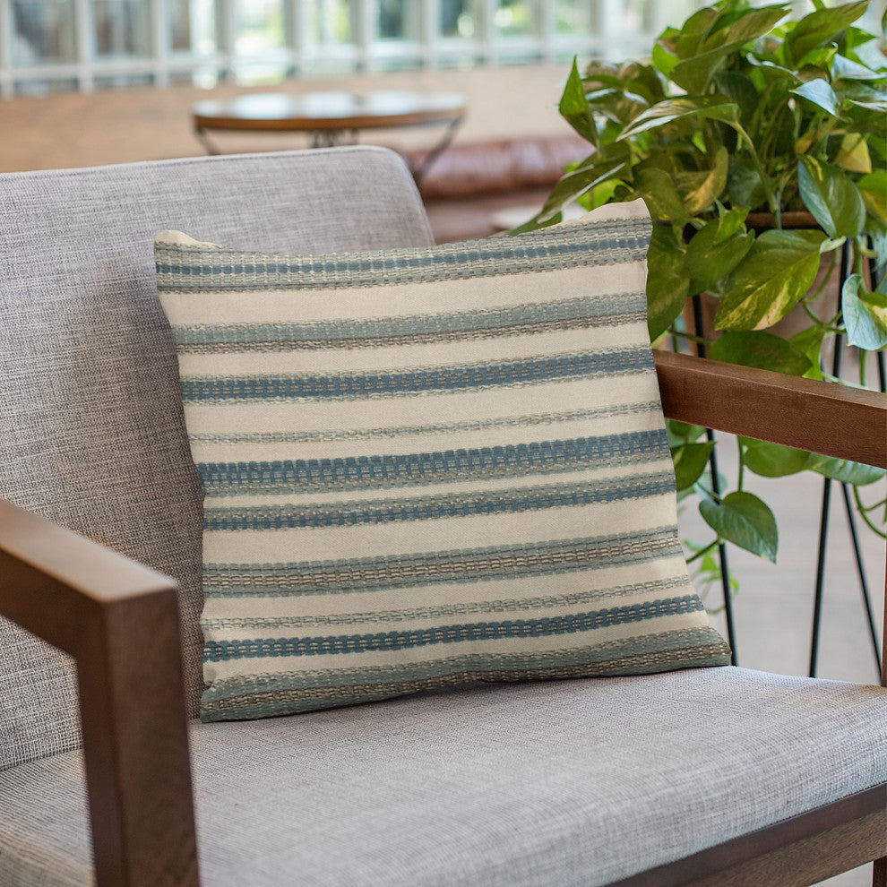 Plutus Blue Lanes Stripe Luxury Throw Pillow, 18"x18"