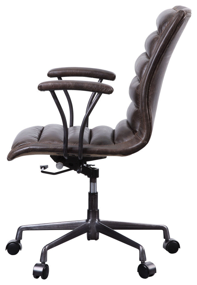 Zooey Executive Office Chair, Distress Chocolate Top Grain Leather
