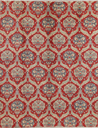 Traditional Pakistani Handmade Damask Kazak Oriental Area Rug, Red, 11'10"X9'1"