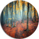 Red And Yellow Autumn Forest, Landscape Photo Disc Metal Wall Art, 11"