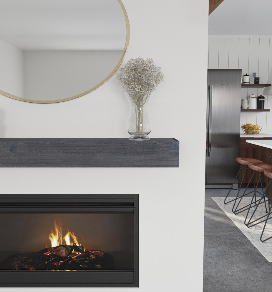 Weathered Beam Mantel, Gray, 60"