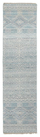 Eckhart Geometric Tribal Rug, Light Aqua Blue, 2'6"x10'