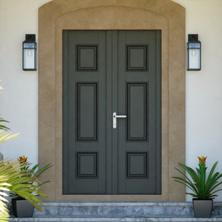 Hubbard 6-in 1 Light Dusk to Dawn Black Outdoor Wall Lantern Clear Glass Shade