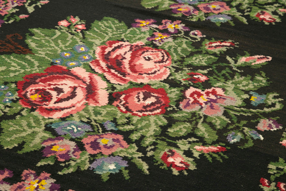 Rug N Carpet - Handmade Bessarabian 6' 5'' x 15' 5'' Vintage Floral Kilim Rug