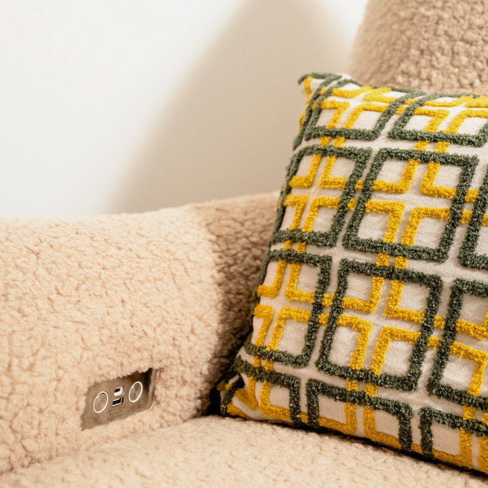 Sunday Power Recliner and Swivel Glider, Chai Shearling With Dark Wood Base