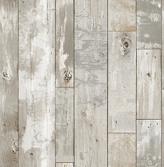 Distressed Wood Panel Wallpaper, Gray, Bolt