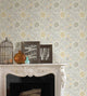 Contemporary Floral Wallpaper, Yellow and Gray, Sample