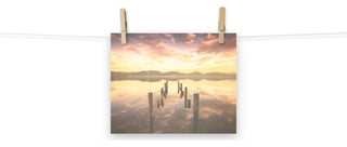 Sunset Pillars and Reflections on Lake Landscape Photo Loose Wall Art Prints, 8" X 10"