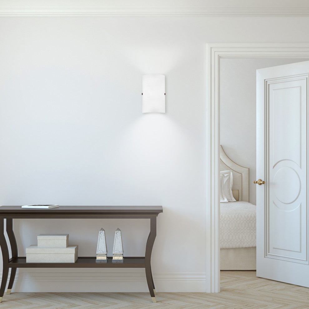 Troy 3 1-Light Sconce, Matte Nickel, White Glass Shade