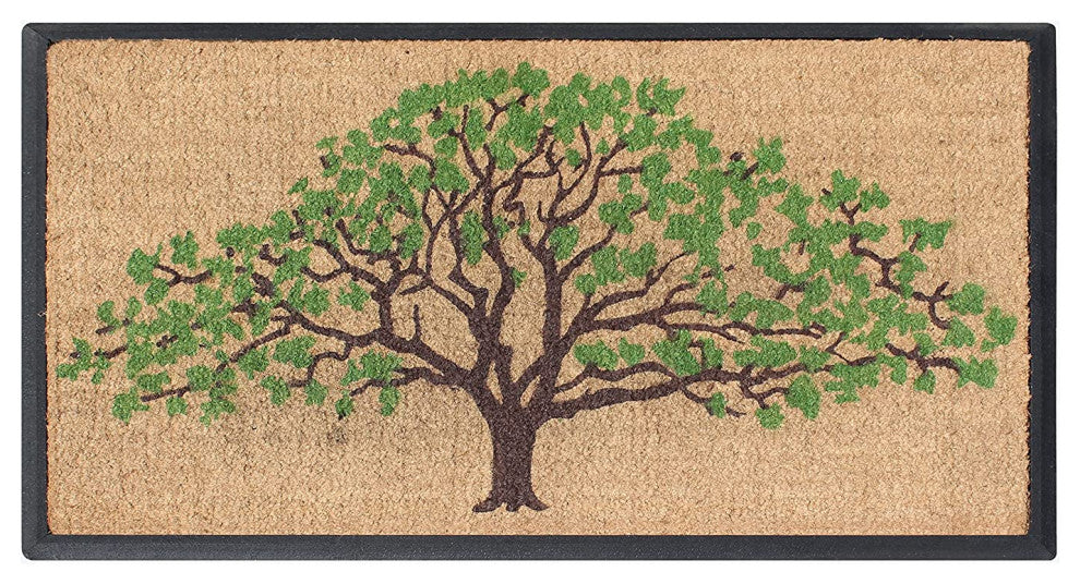 A1HC Natural Coir/Rubber Door Mat, 30x48, Thick Durable, Us National Oak Tree Green