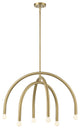 6-Light Chandelier, Matte Black, Natural Brass