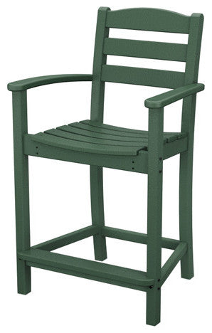 Polywood La Casa Cafe Counter Arm Chair, Green