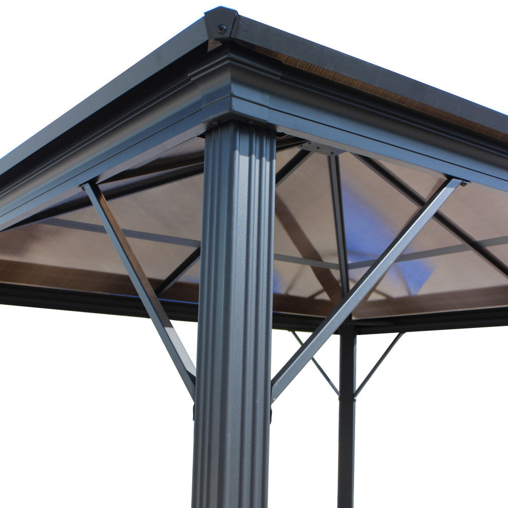 GDF Studio Halley Outdoor 10'x10' Aluminum Framed Gazebo, No Curtains, Black
