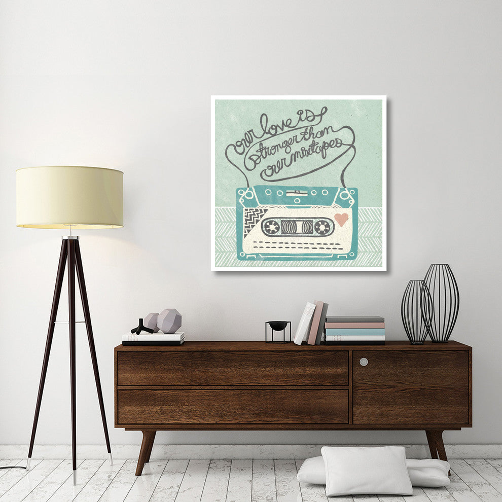 "Retro Cassette Gray" Digital Paper Print by Mary Urban, 42"x42"
