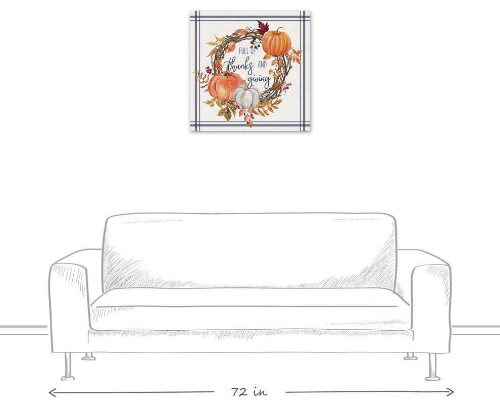 Thanks And Giving Fall Wreath 2 24"x24" Canvas Wall Art