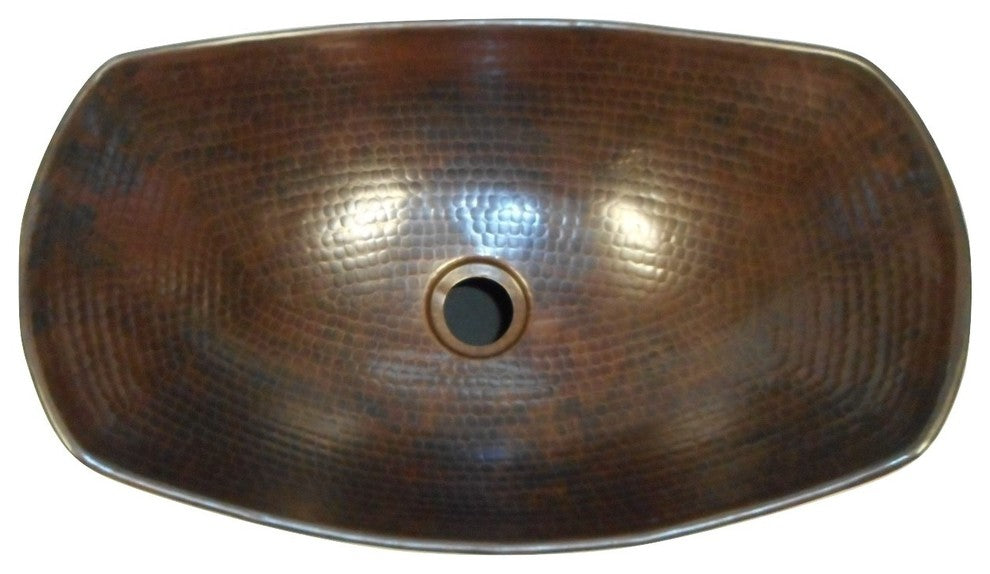 17" Oval Roman Vessel Copper Bath- Drain Options Available, No Drain