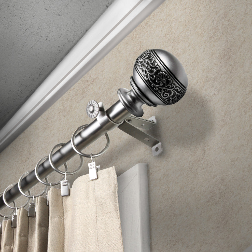 Lucid 13/16" Diameter Curtain Rod, Satin Nickel, 18-28"