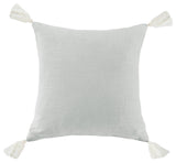 Luna Washed Linen Tasseled Square Pillow, 18"x18", Light Gray