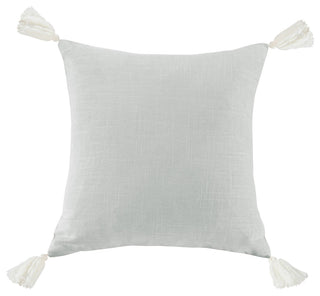 Luna Washed Linen Tasseled Square Pillow, 18"x18", Light Gray