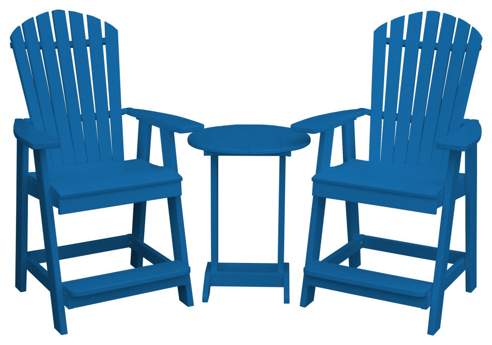 Poly Lumber Adirondack Chair with Arms, Blue, Counter Height