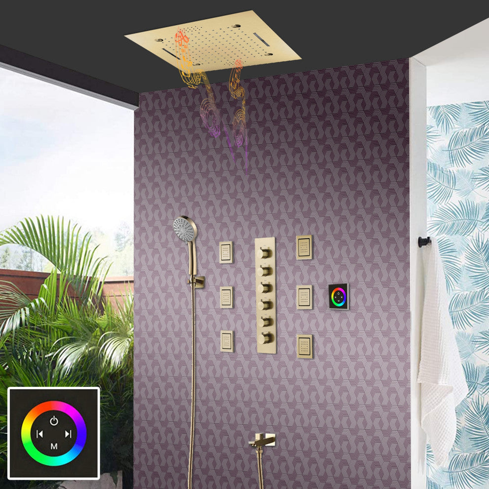 Remote Controlled Rainfall Led Shower System, Style 4- Touch Panel Light