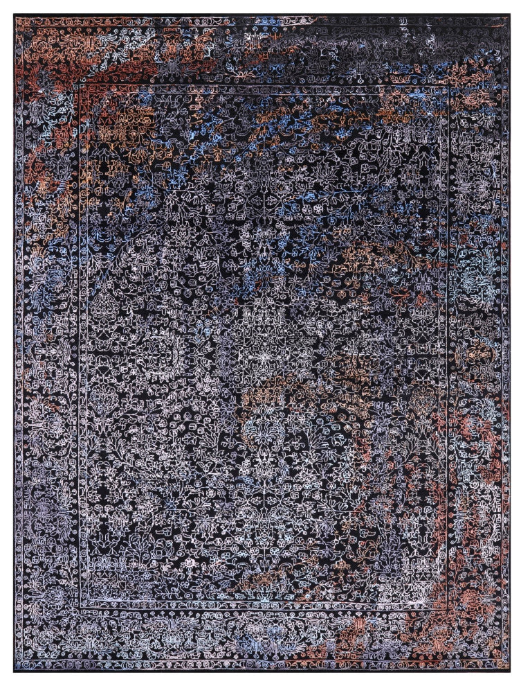 Wool and Silk Modern Handmade Rug 9' 1" X 11' 11" Q8712