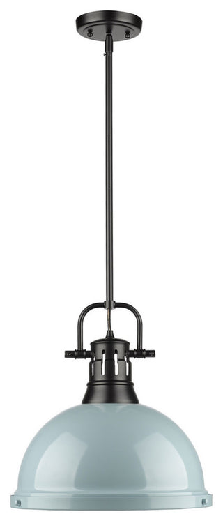 Golden Lighting 3604-L-BLK Duncan 1 Light 14"W Pendant - Black / Seafoam