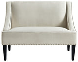 Inspired Home Aryanna Bench Upholstered, Cream White Linen
