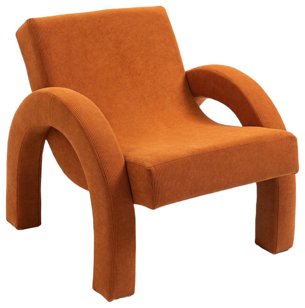 Corduroy Fabric Upholstered Accent Chair, Cognac