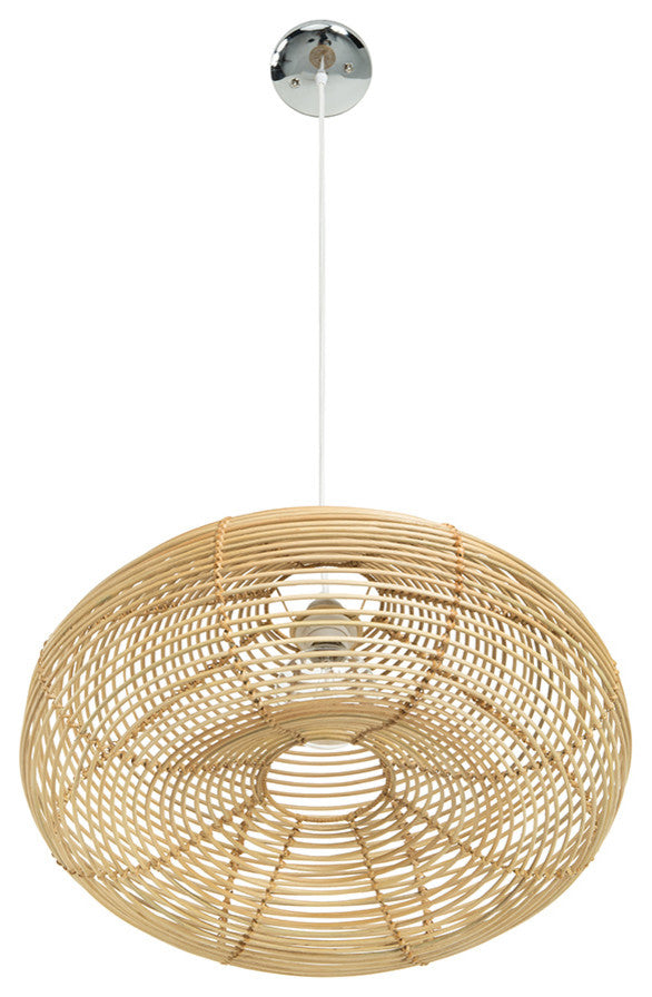 Palau Continuous Weave Discus Wicker Pendant Lamp, Natural