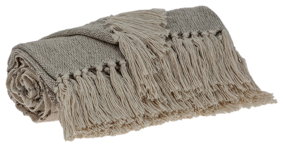 Parkland Collection Ishan Eclectic Beige 52" x 67" WOVEN HANDLOOM Throw