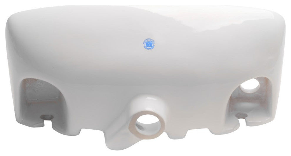 White Rectangular Wall Mount Bathroom Vessel Sink With Overflow and Faucet Holes