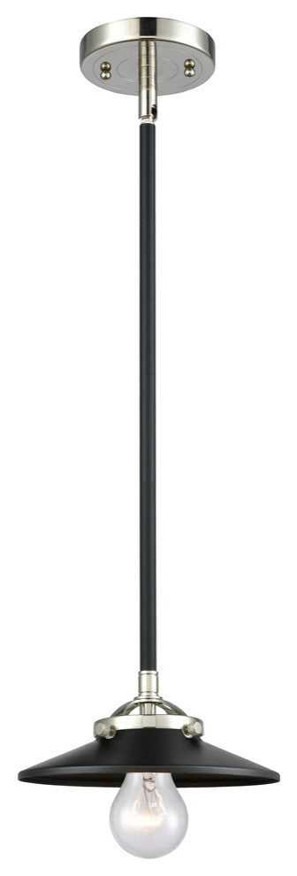 Railroad 1-Light Mini Pendant, Black Polished Nickel, Matte Black