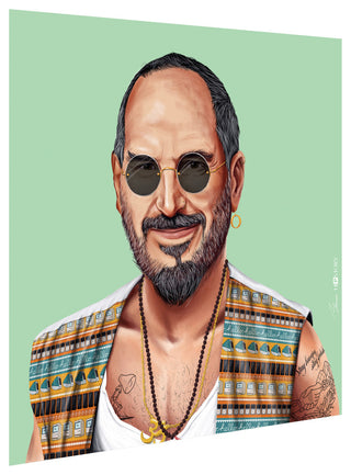 "Hip Steve" Frameless Reverse Printed Tempered Art Glass Wall Art