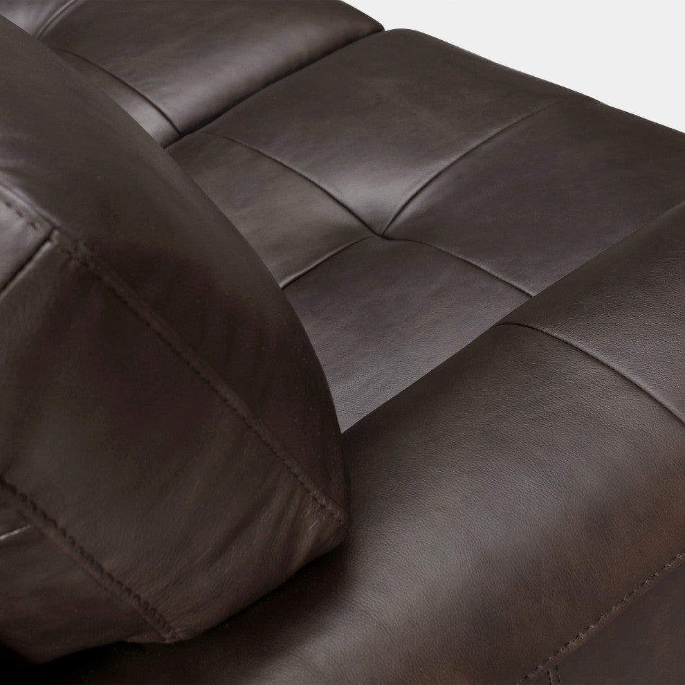 Bergen 87" Genuine Leather Square Arm Sofa, Espresso