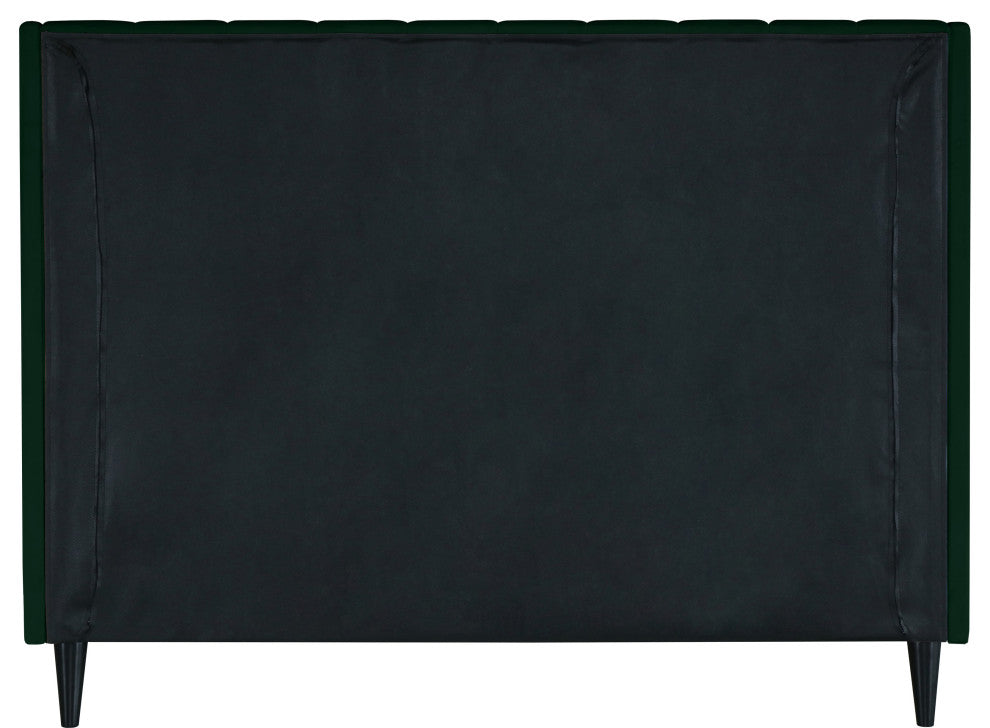 Eva Velvet Upholstered Bed, Green, Queen