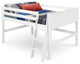 Full Low Loft Bed, Panel Headboard, White Finish
