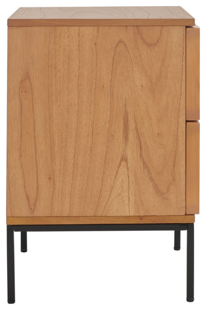 Safavieh Zadie 2 Drawer Rattan Nightstand, Natural/Black