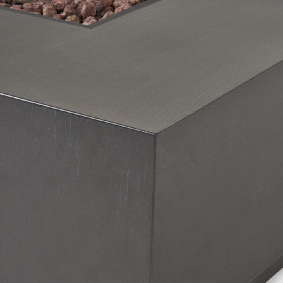 Jasmine Outdoor 50,000 BTU Square Fire Pit, No Tank Holder, Dark Gray