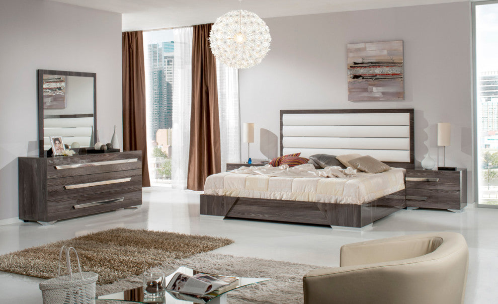 HomeRoots 41" Grey MDF Glass and Veneer Mirror