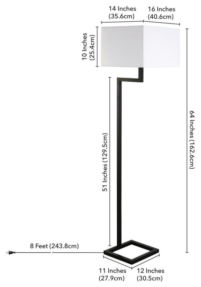 Henn&Hart 16" Blackened Bronze Metal/Fabric Floor Lamp