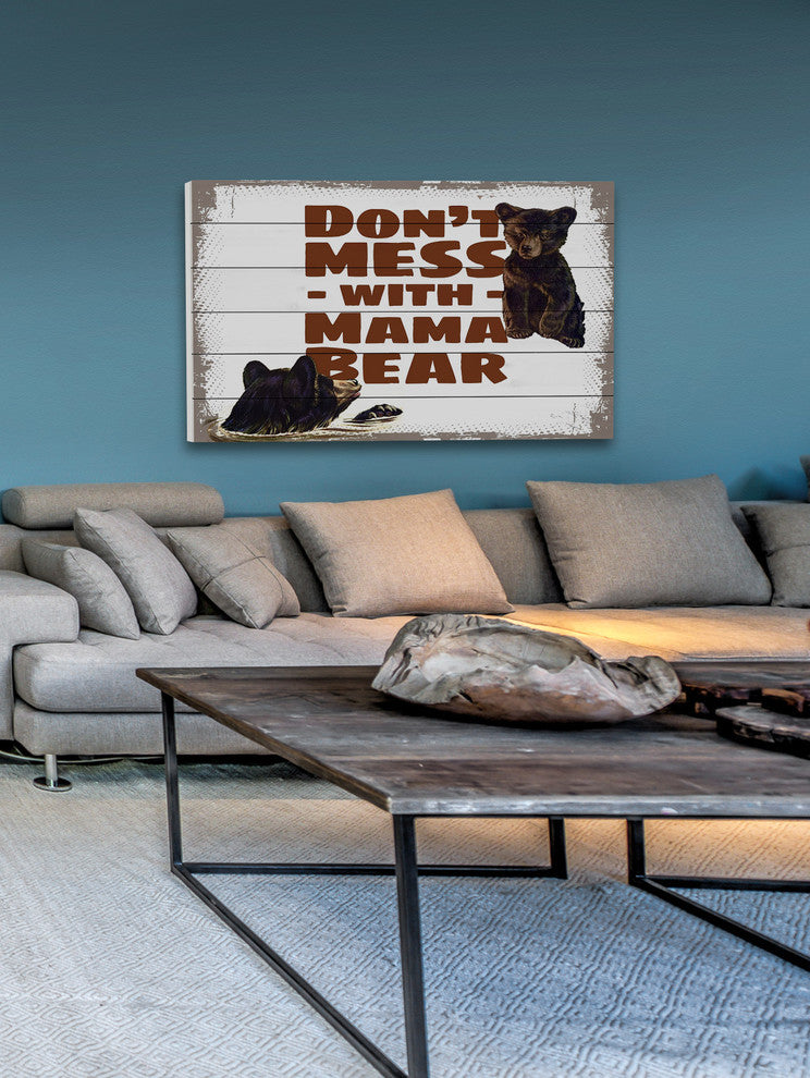 "Mama Bear" Painting Print on White Wood