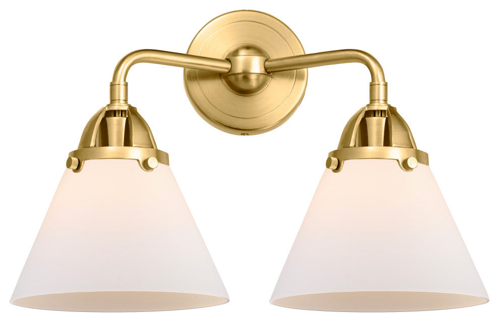Large Cone Bath Vanity Light, Satin Gold, Matte White, Matte White