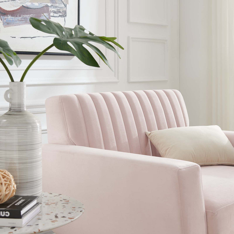 Tufted Armchair Accent Chair, Velvet, Pink, Modern, Living Lounge Hospitality