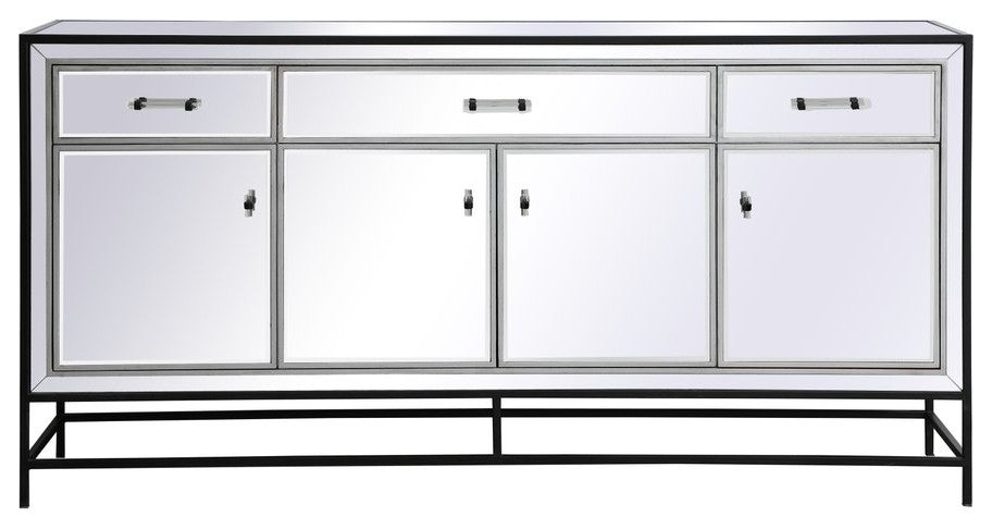 Jesse 72" Mirrored Credenza, Black