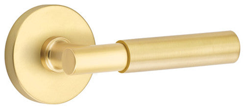 Emtek Passage Handle Set Disk Rosette Right Handed Myles Lever Satin Brass