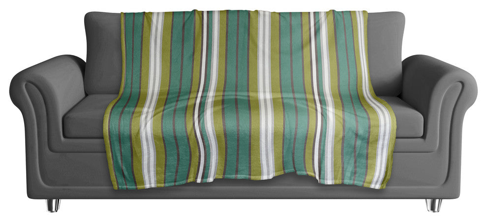 Green Stripes Fleece Blanket