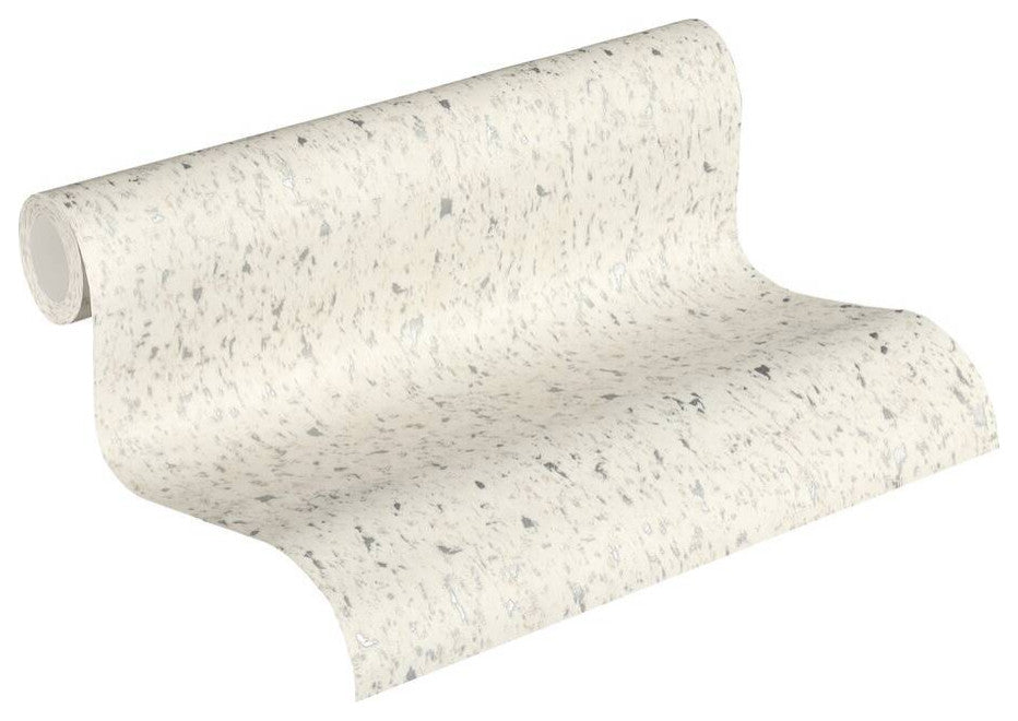 Plain Textured Wallpaper, Scattered Spots, Beige Cream Gray, 1 Roll
