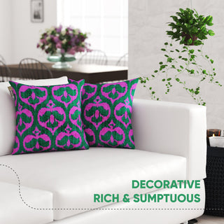 Canvello Decorative Green Pink Pillows For Couch With Down Insert 18"x18"