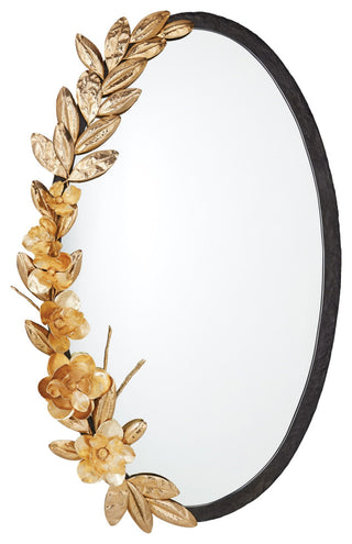 Magnolia Branch Mirror, Antique Brass/Gold